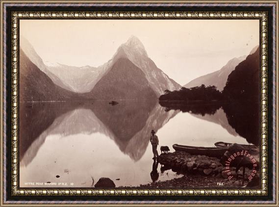 Frank Coxhead Mitre Peak, Milford Sound, Nz. From The Album 'australasian Scenery' Framed Painting