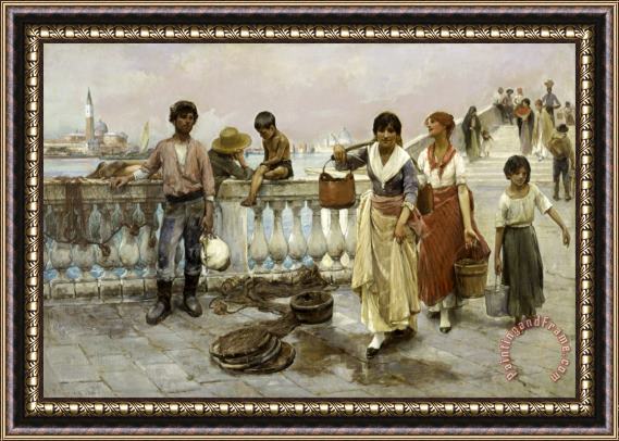 Frank Duveneck Water Carriers, Venice Framed Painting