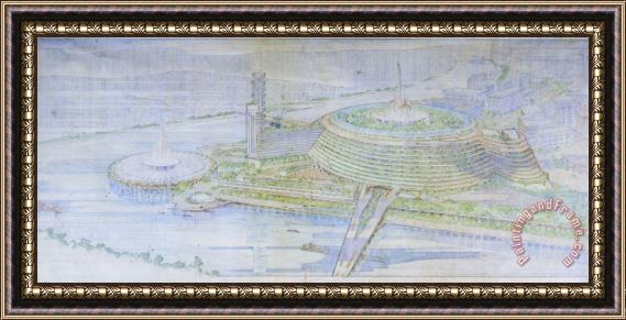 Frank Lloyd Wright Civic Center at Point Park (project). Pittsburgh, Pa Framed Painting