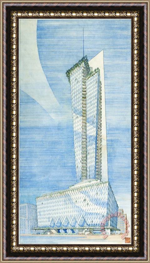 Frank Lloyd Wright Rogers Lacy Hotel, Dallas, Tx (project) Framed Painting