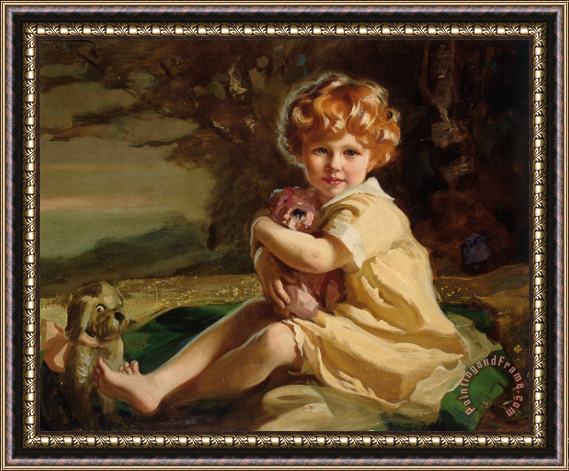 Frank O. Salisbury Portrait of Sarah Fenton King As a Little Girl Framed Painting