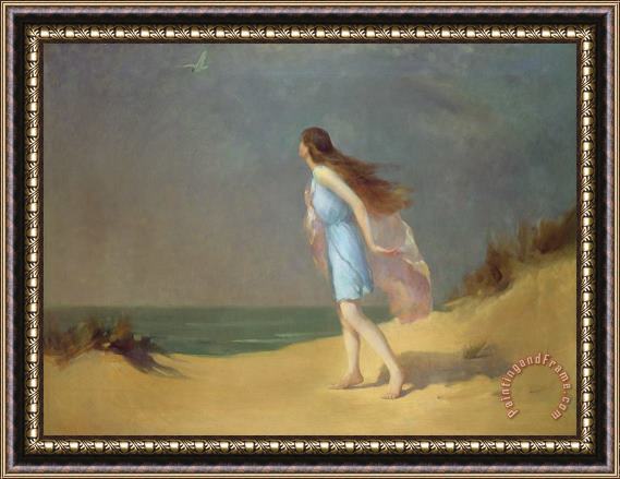 Frank Richards Girl on the beach Framed Painting