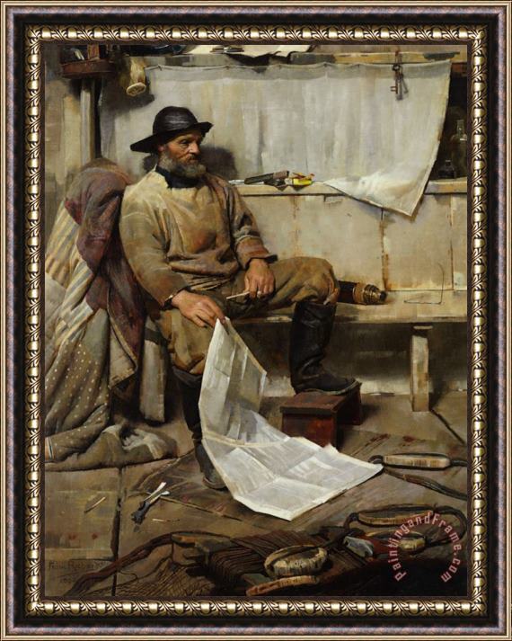 Frank Richards, R.b.a Fisherman Framed Painting
