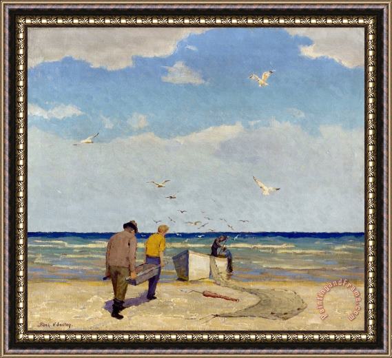 Frank V. Dudley Return of The Fisherman Framed Painting