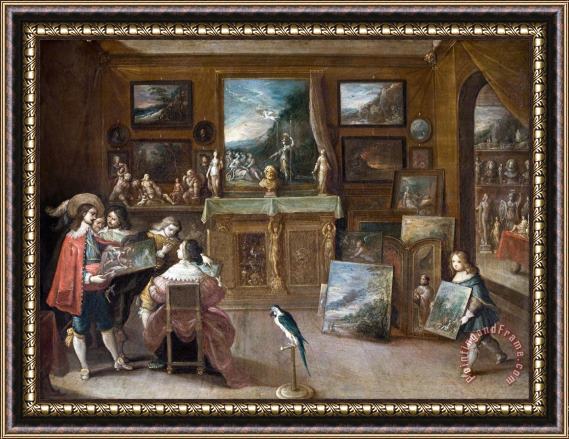 Frans Francken The Younger A Visit to The Art Dealer Framed Painting