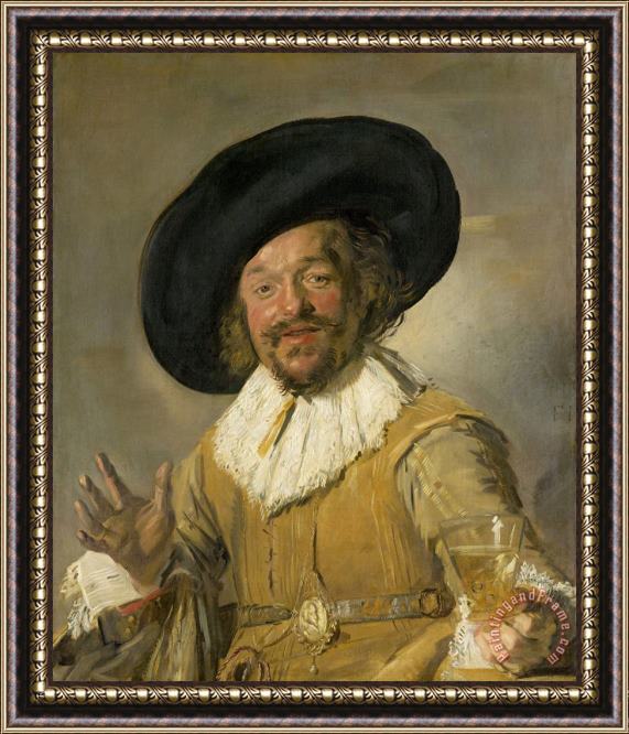Frans Hals A Civic Guardsman Holding a Berkenmeier, Known As ‘the Merry Drinker’ Framed Painting