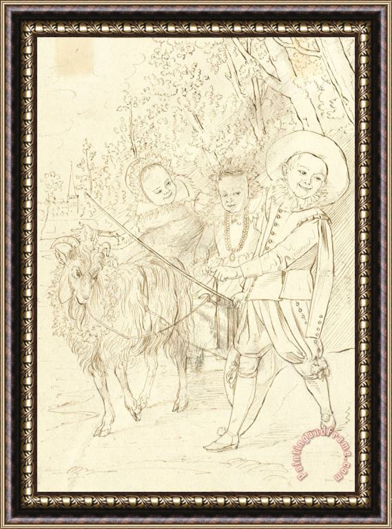 Frans Hals Drie Kinderen Met Een Bok Framed Print