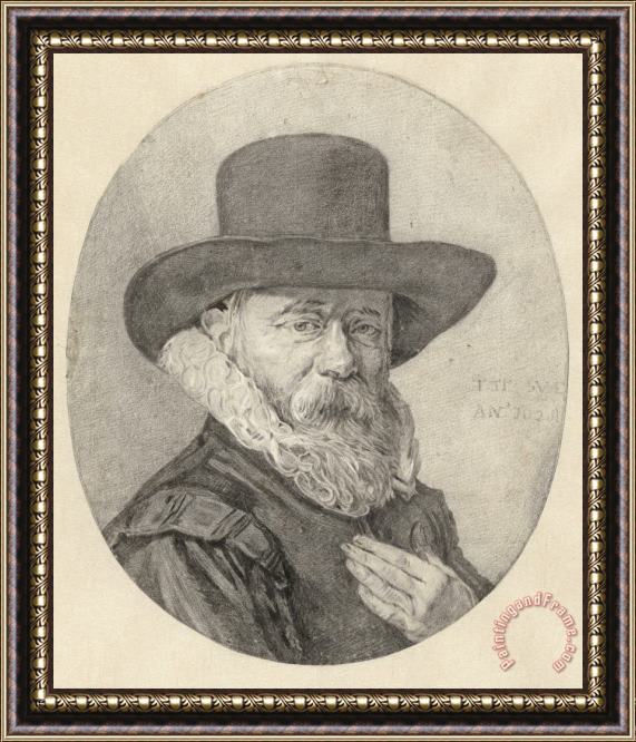 Frans Hals Portret Van Een Man, Wellicht Theodorus Schrevelius Framed Painting