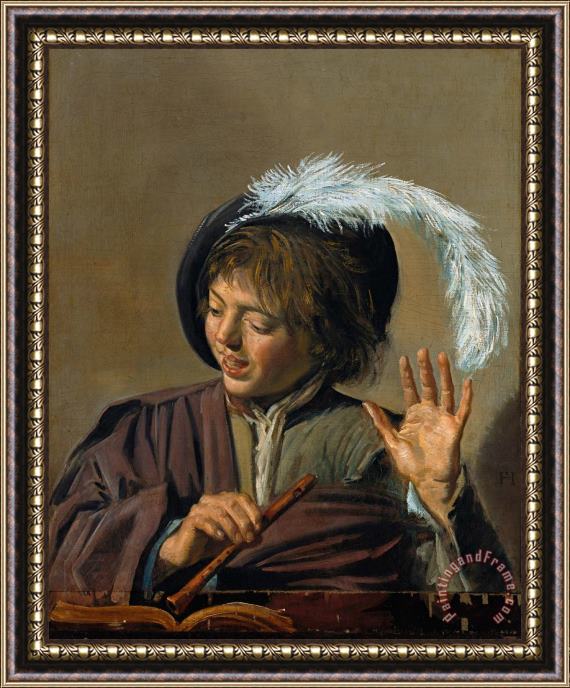Frans Hals Singing Boy with Flute Framed Painting
