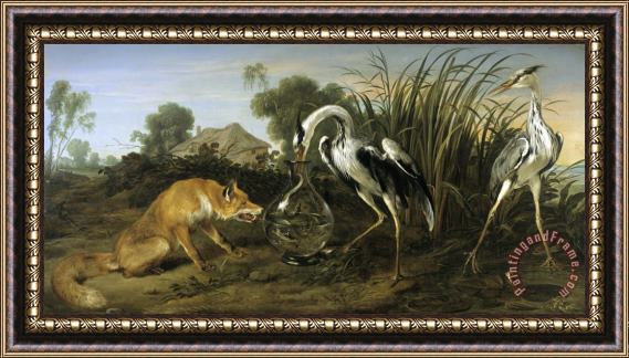 Frans Snyders Fable of The Fox And The Heron Framed Painting