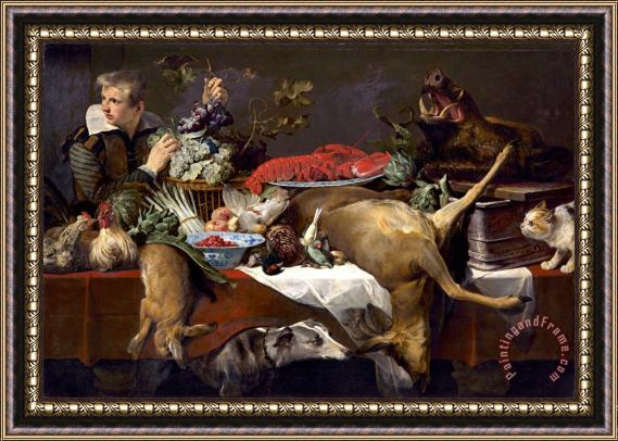Frans Snyders Pantry Scene with Servant Framed Painting