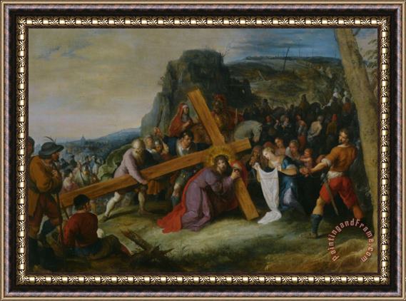 Frans The Younger Francken Saint Veronica Offering Her Veil to Christ on His Route to Calvary Framed Painting