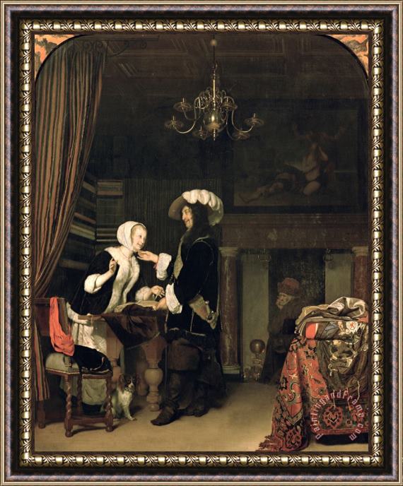Frans Van Mieris The Elder Cavalier in The Shop Framed Painting