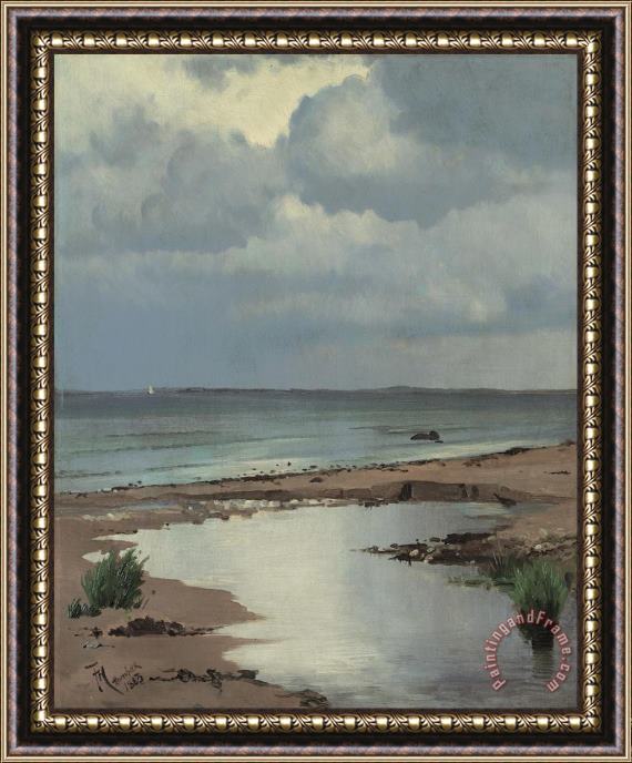 Frants Henningsen From the beach at Hornbaek Framed Painting