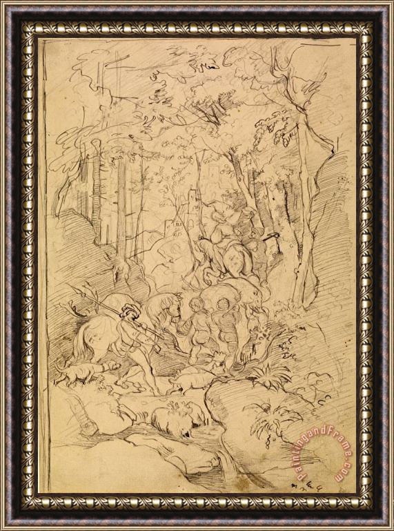 Franz Albert Venus A Hunting Party Framed Painting