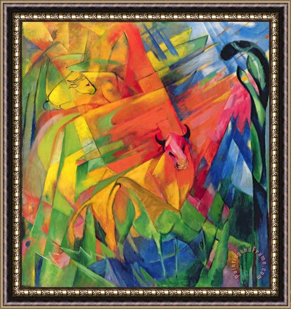 Franz Marc Animals in a Landscape Framed Painting
