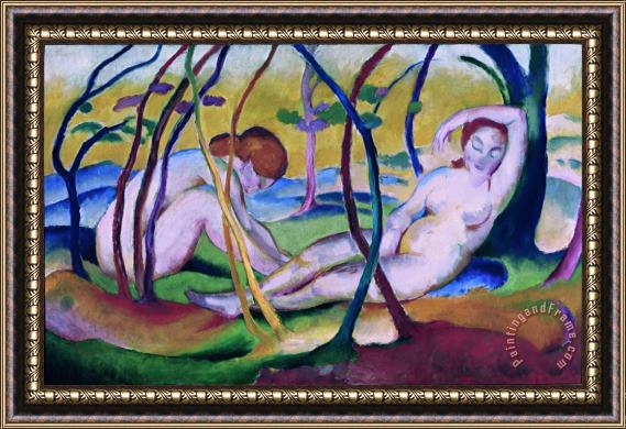 Franz Marc Nudes Under Trees Framed Painting