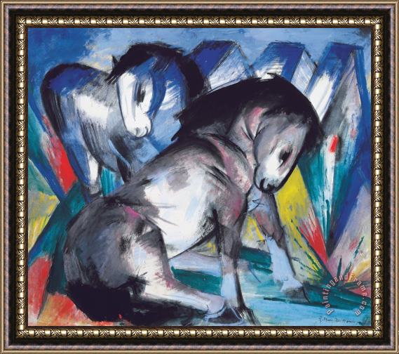 Franz Marc Two Horses Framed Painting