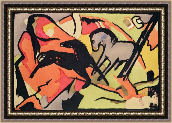 Franz Marc Two Horses Framed Painting