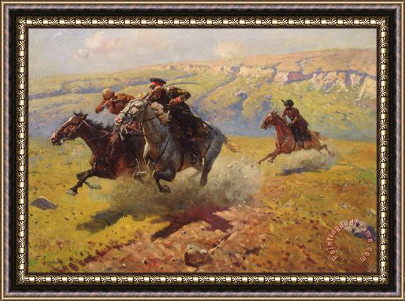Franz Roubaud Duel Framed Painting