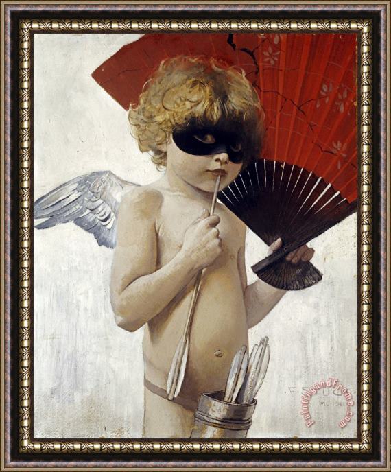Franz Von Stuck Cupid at The Masked Ball Framed Painting