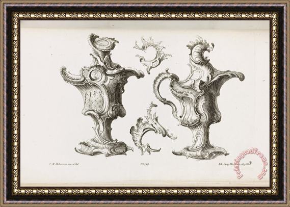 Franz Xaver Habermann Two Designs for Ewer Shaped Ornaments Framed Painting