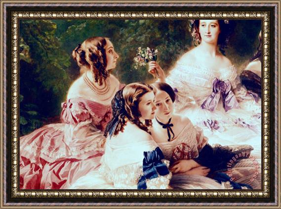 Franz Xaver Winterhalter Empress Eugenie and her Ladies in Waiting Framed Painting