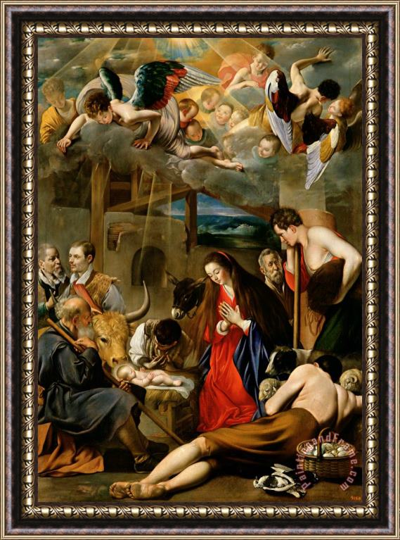 Fray Juan Batista Maino or Mayno The Adoration of the Shepherds Framed Print