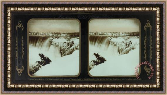 Frederic And William Langenheim Niagara Falls Winter Views, Table Rock, Canada Side Framed Painting