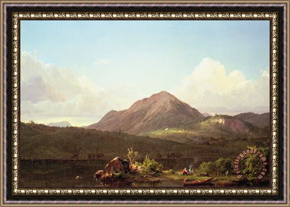Frederic Edwin Church Camp Fire in the Maine Wilderness Framed Print