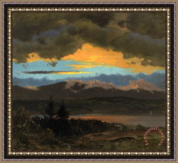 Frederic Edwin Church Sunset Across The Hudson Valley, New York Framed Painting