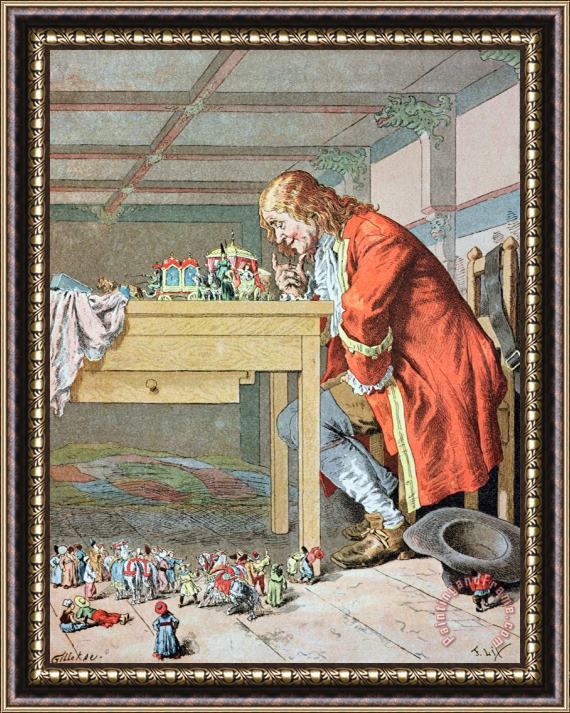 Frederic Lix Scene From Gullivers Travels Framed Painting