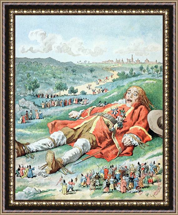 Frederic Lix Scene From Gullivers Travels Framed Painting
