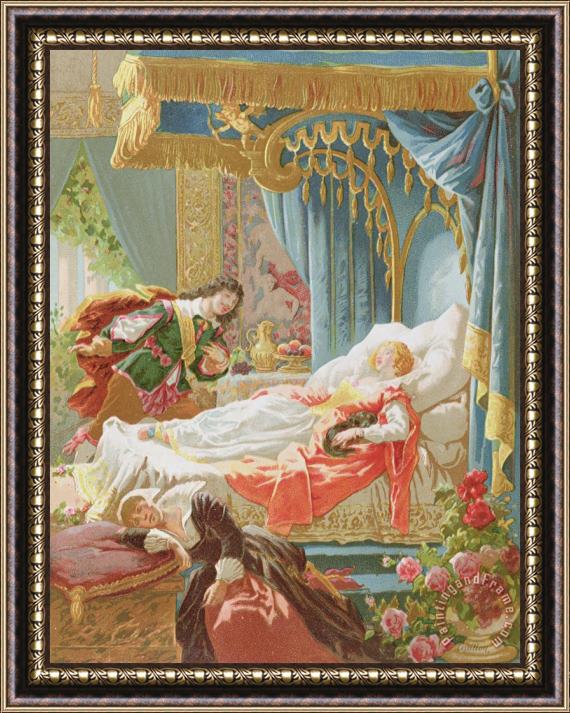 Frederic Lix Sleeping Beauty And Prince Charming Framed Painting