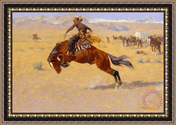 Frederic Remington A Cold Morning On The Range Framed Print