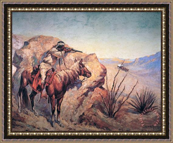 Frederic Remington Apache Ambush Framed Painting