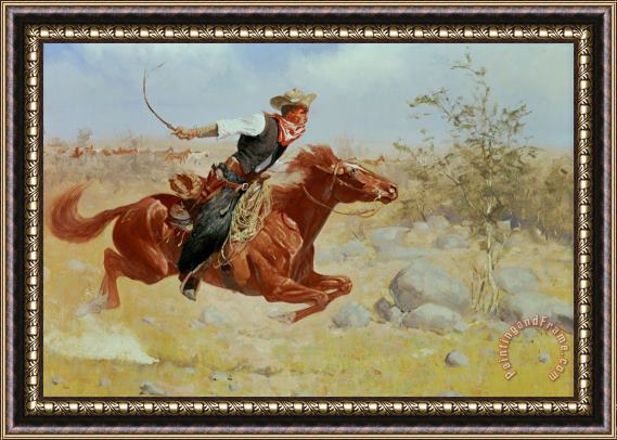 Frederic Remington Galloping Horseman Framed Print