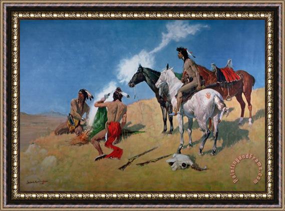 Frederic Remington Smoke Signals Framed Painting