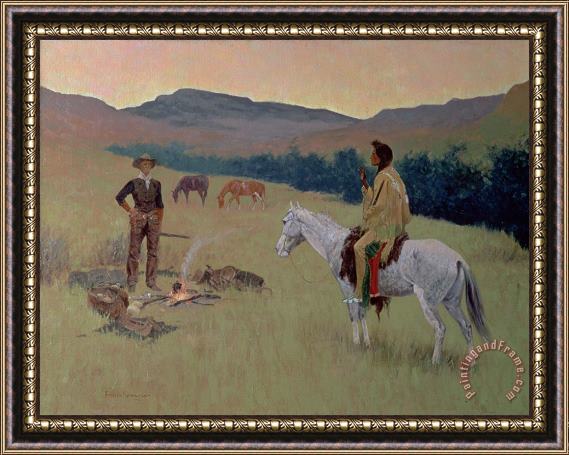 Frederic Remington The Conversation Framed Painting