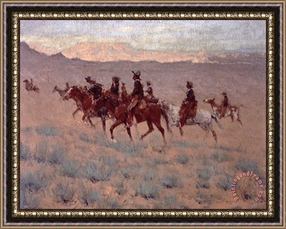 Frederic Remington The Cowpunchers Framed Painting