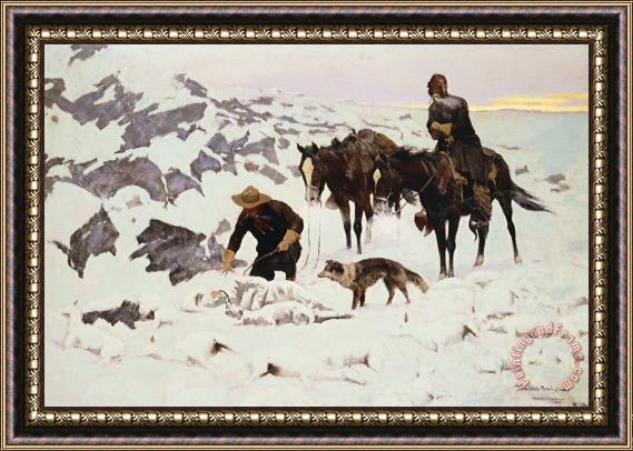 Frederic Remington The Frozen Sheepherder Framed Print