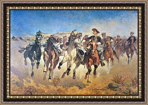 Frederic Remington Troopers Moving Framed Painting