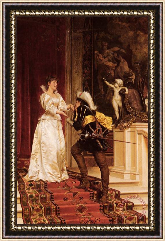 Frederic Soulacroix The Cavalier's Kiss Framed Painting