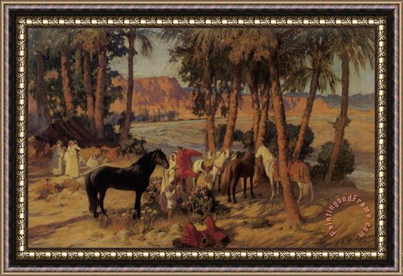 Frederick Arthur Bridgman An Arab Encampment Framed Painting