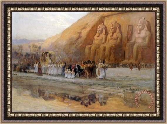 Frederick Arthur Bridgman Temple D'abou Simbel, La Fete Du Pharoan Framed Painting
