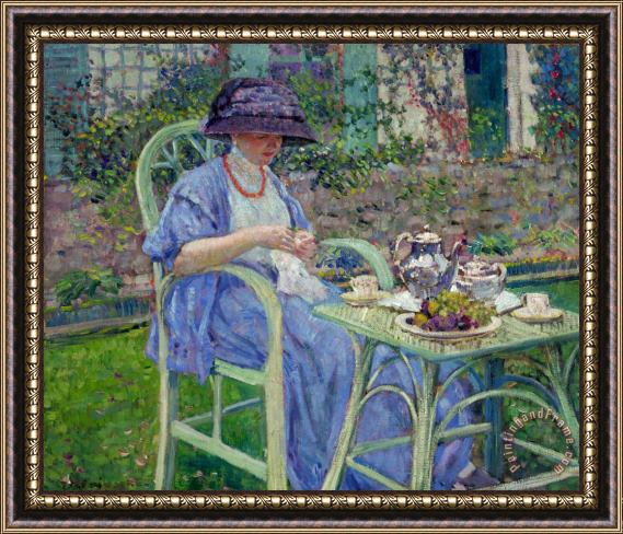 Frederick Carl Frieseke Breakfast in The Garden Framed Painting