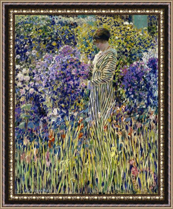 Frederick Carl Frieseke Lady in a Garden Framed Painting