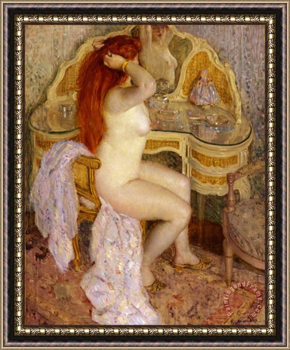Frederick Carl Frieseke Nude Seated at Her Dressing Table Framed Print