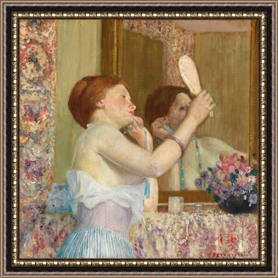 Frederick Carl Frieseke Woman with a Mirror Framed Painting