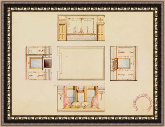 Frederick Crace Design for Ceiling And Four Walls of Room Framed Painting